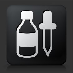 Black Square Button with Bottle & Dropper Icon