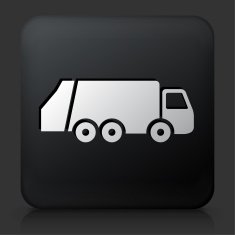 Black Square Button with Garbage Truck N2