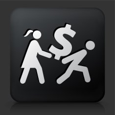 Black Square Button with Carrying Money Icon N2