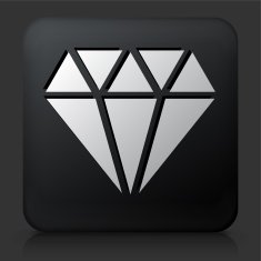 Black Square Button with Diamond Icon