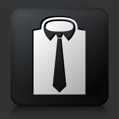 Black Square Button with Tie & Shirt Icon N2