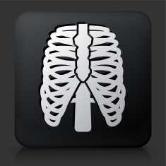 Black Square Button with Human Ribs Icon