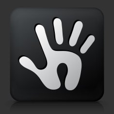 Black Square Button with Human Print Icon