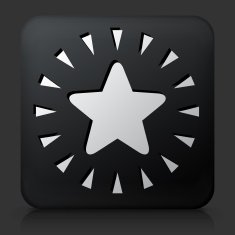 Black Square Button with Shiny Star Icon