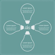 Four contour big light bulb Idea concept Business infographic