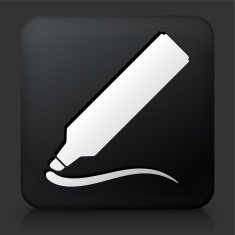 Black Square Button with Marker and Squiggle