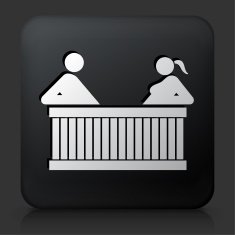 Black Square Button with Jacuzzi Icon