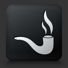 Black Square Button with Cigarette Smoking Icon N2
