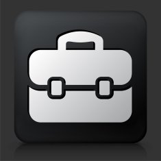 Black Square Button with Briefcase