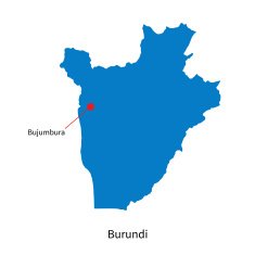 Detailed vector map of Burundi and capital city Bujumbura N2