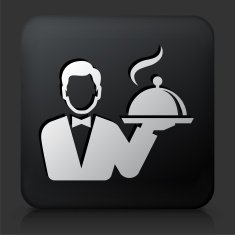 Black Square Button with Hotel Room Service N2