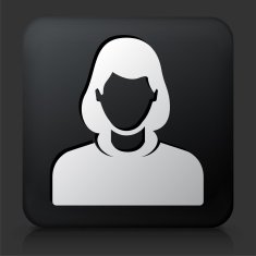 Black Square Button with Woman Face N17