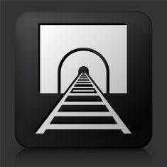 Black Square Button with Train Tracks Icon N2