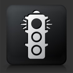 Black Square Button with Stop Light