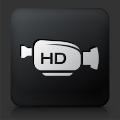 Black Square Button with Film Camera Icon N6