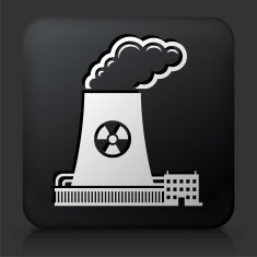 Black Square Button with Nuclear Reactor