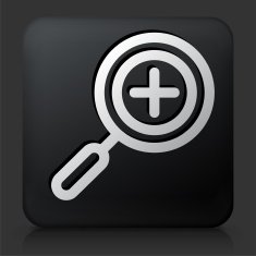 Black Square Button with Add Search Icon N2