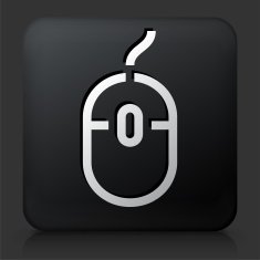 Black Square Button with Mouse Icon
