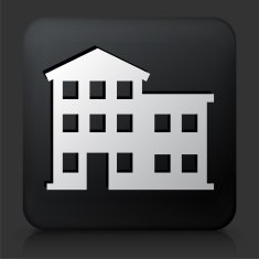 Black Square Button with Building Icon N31