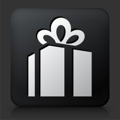 Black Square Button with Gift Box N3