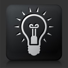 Black Square Button with Idea Icon N2