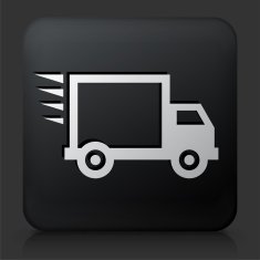 Black Square Button with Shipping Truck
