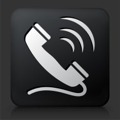 Black Square Button with Telephone Ringing