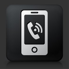 Black Square Button with Telephone Icon N8