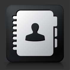 Black Square Button with Contact Icon