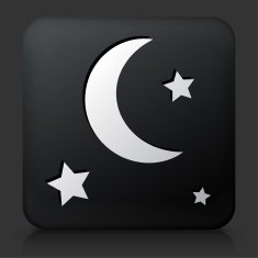 Black Square Button with Stars & Moon Icon