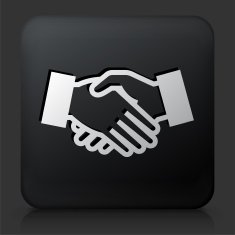 Black Square Button with Handshake Icon N8