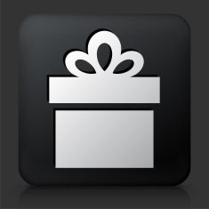 Black Square Button with Gift Box N4