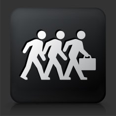 Black Square Button with Businessmen Walking