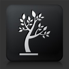 Black Square Button with Tree Icon N9