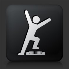 Black Square Button with Workout Icon N4