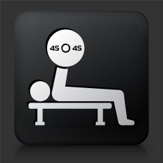 Black Square Button with Bench Press Icon
