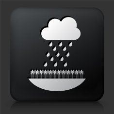 Black Square Button with Rain Cloud