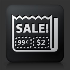 Black Square Button with Sale Ad
