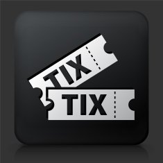Black Square Button with Tickets Icon