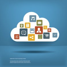 Cloud computing application concept with icons in the cloud and