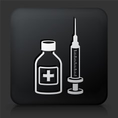Black Square Button with Medicine Icon