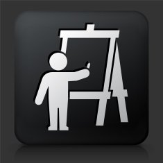 Black Square Button with Child Painting Icon N2