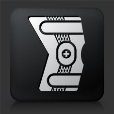 Black Square Button with Sprained Knee