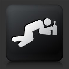 Black Square Button with Drinking Icon N3