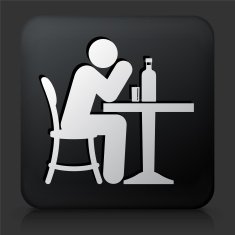 Black Square Button with Drinking Icon N5