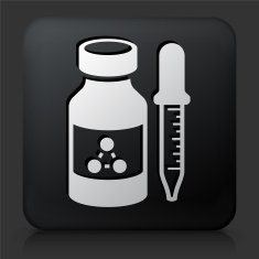 Black Square Button with Chemical Icon
