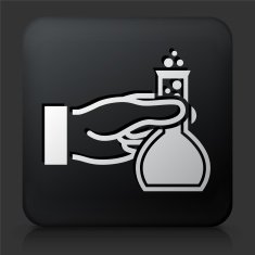 Black Square Button with Chemical Reaction Icon