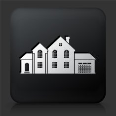 Black Square Button with Building Icon N32