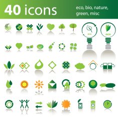 Set of 40 Icons Eco Bio Nature Green Misc