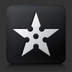Black Square Button with Shuriken N2